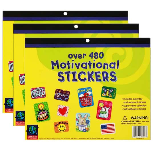 Eureka&#xAE; Jumbo Motivational Sticker Book, 3 Packs of 480ct.